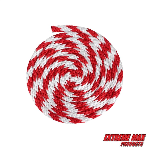 Extreme Max 3008.0166 Solid Braid MFP Utility Rope - 3/8 X 100', Red / White